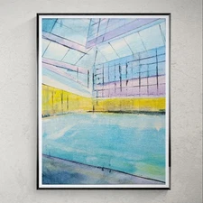 Original Art. Acrylic on Unstretched Canvas. 9x12 inches. 'Skylight Swim'