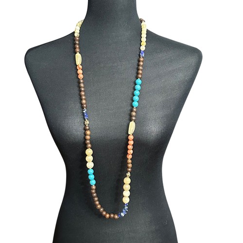 Chico's Halskette Schmuck Statement 42" verstellbar mehrfarbig lange runde Perlen
