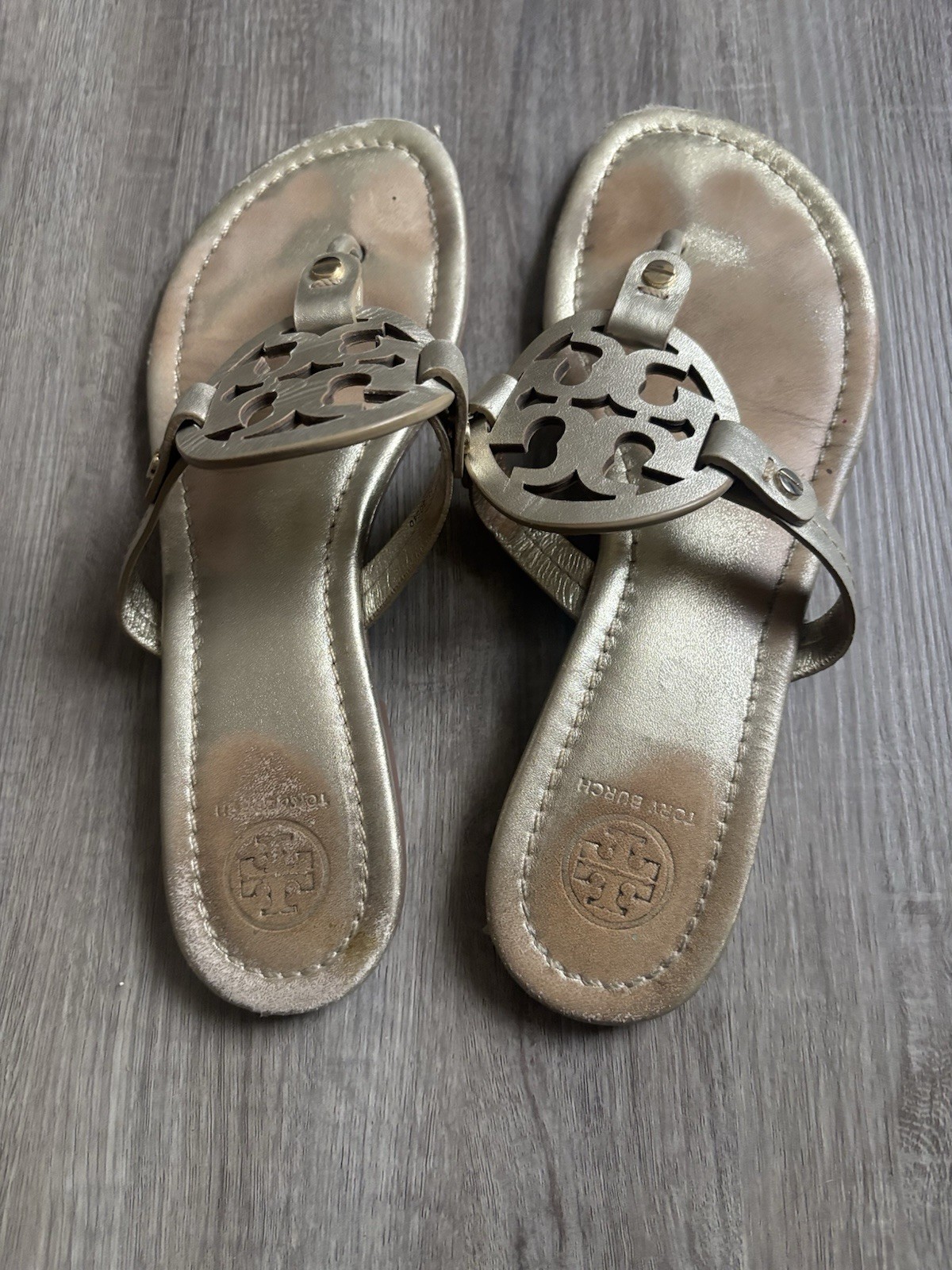 Tory Burch Women's Size 8  Miller Gold Slip On Sandel's thumbnail 3