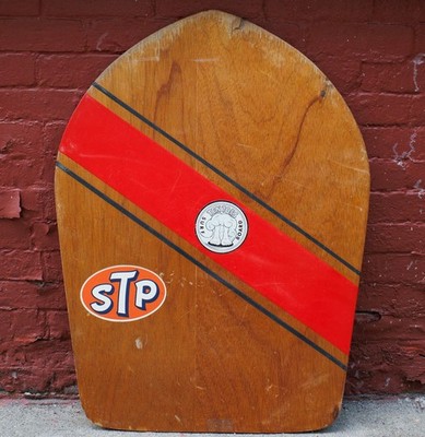 1960s Ten Toes Skim Board Shaped Wood Fiberglass Painted Stripes Stickers RARE