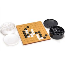 Beechwood Veneer 0.4" Etched 9x9 Go Game Set Board w/ Single Convex Stones