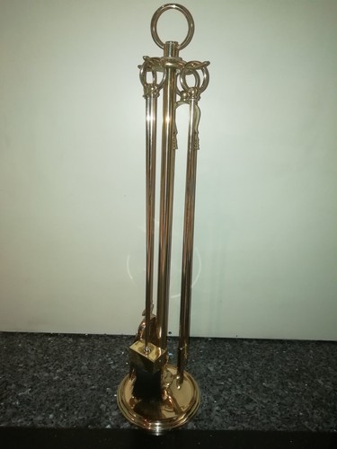 ATTREZZI PER CAMINO in ottone lucido stile classico altezza 62 cm - Foto 6 di 19