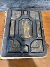 Antique Catholic Family Bible 1870s Gorgeous Full Color Illustrations