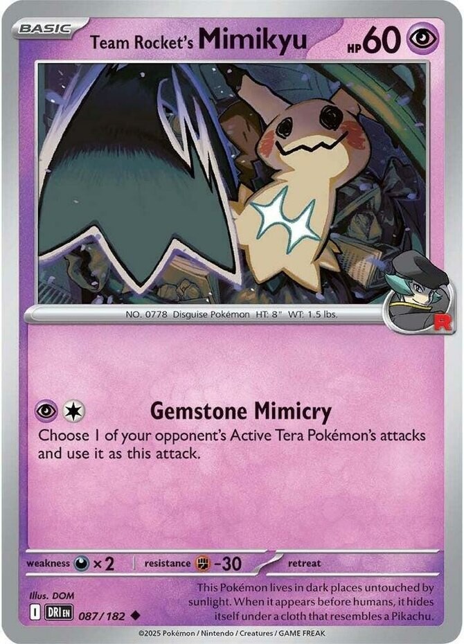 Pokemon - Team Rocket's Mimikyu - 087/182 - Uncommon - Reverse