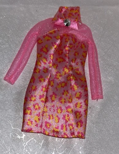 Barbie Vintage 1990 Fashion Avenue Party Pink Dress Leopard Print
