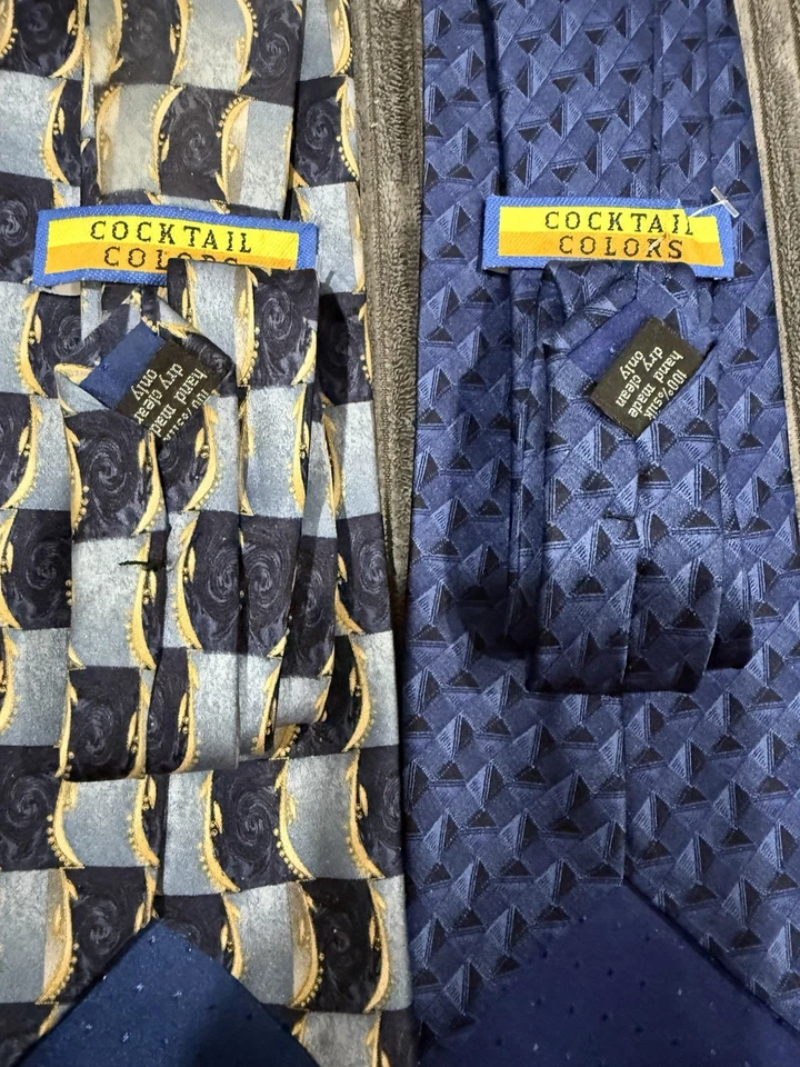 Pair Of Cocktail Colors Men’s 100% Silk Ties  Blue - Image 2 of 4