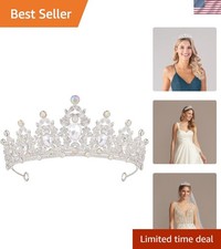 Handcrafted Silver Tiara with Crystal - Elegant Crown for Bridal and Parties