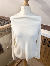 Marks & Spencer Ribbed Knit Bardot Top Cream Size 16 Off Shoulder Jumper