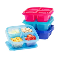 Bento Snack Boxes - Reusable 4-Compartment Food Containers for School/Work- BLUE