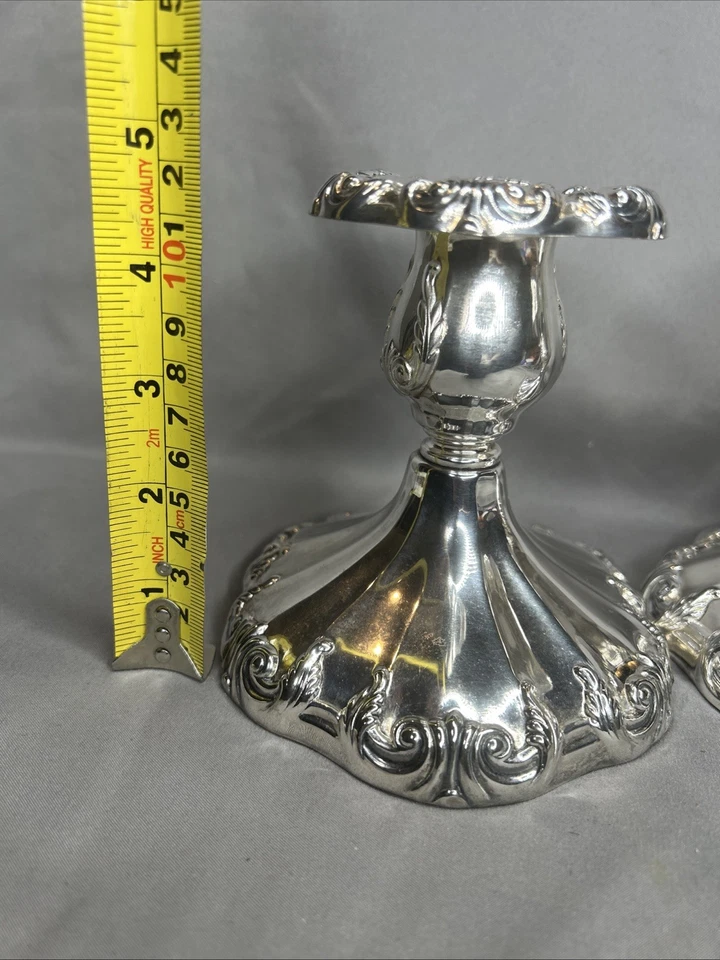 2 candelabros de consola ponderados Gorham Silverplate Chantilly Hollowware DE COLECCIÓN Foto 2 de 4