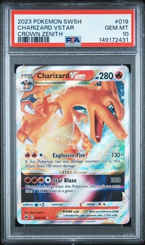 2023 POKEMON SWORD & SHIELD CROWN ZENITH #019 CHARIZARD VSTAR PSA 10