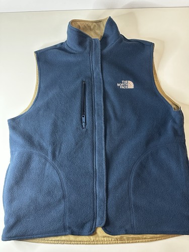 North Face Reversible Tan And Blue Vest Size L/XL - Picture 10 of 12