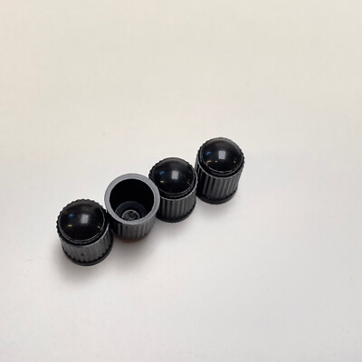 Set Of 4 Black VW/Seat/Skoda TPMS Valve Stem Dust Caps - Plastic, Universal Fit