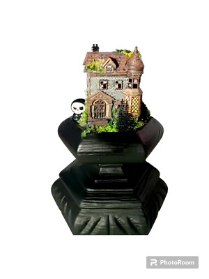 Handmade Pedestal Style Light Up Haunted House Halloween Tabletop Decor