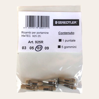 Staedtler Pencil 5 Erasers Replacement + Tip 0.7 Series 925