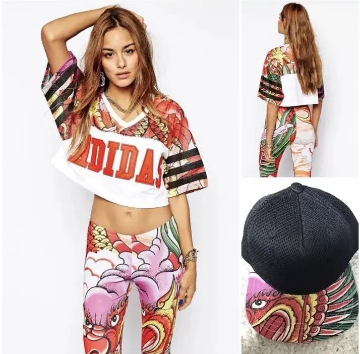 Women's Adidas Originals Rita Ora Dragon Leggings Crop top and Hat Set XS