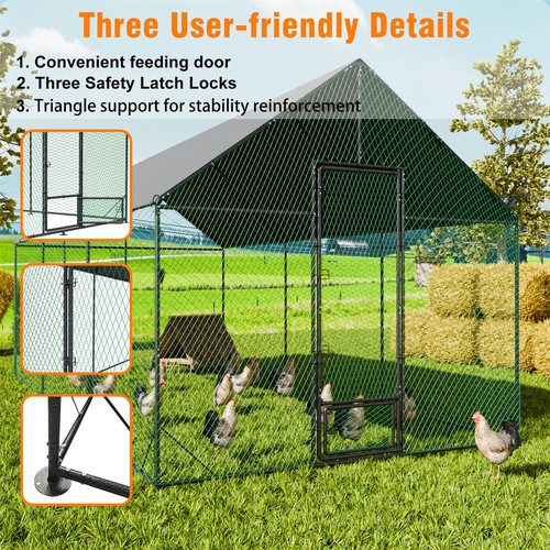 Heavy Duty Metal Walk In Chicken Run Large Outdoor Chicken Cage Coop with Cover - Picture 6 of 25