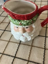 Christmas CERAMIC SANTA Creamer Pitcher **NEW** North Spruce Lane DWK tote 31