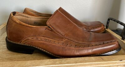 Stacy Adams DANTON Mens Cognac 24363-221 Slip On Dress Shoes Square Toe Sz 10.5