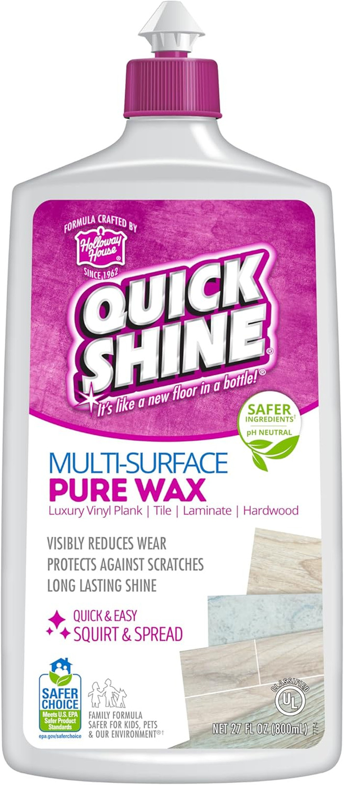 Pure Floor Wax 27Oz | a Buffable, Waterproof Finish for Regular and Hardwood Flo