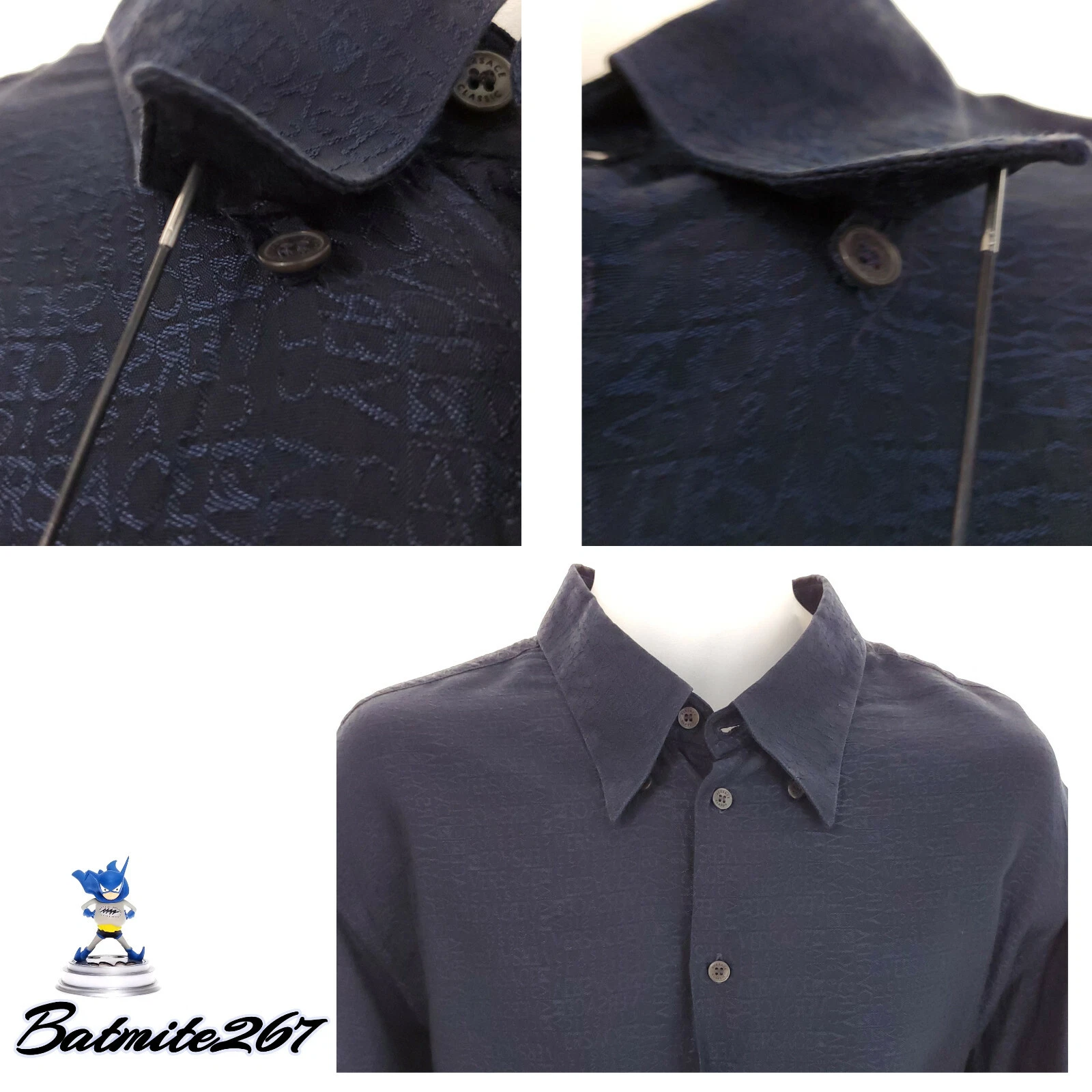 Vintage Versace Classic V2 ""Versace"" TUTTA stampa vintage da uomo 17 1 2 blu navy