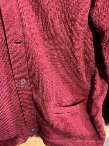 Denver Language School Boys Sweater Youth XL Burgandy Cardigan Wool Dennis tag - Picture 3 of 8