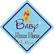Baby On Board Car Sign - Disney Winnie The Pooh - Personalised