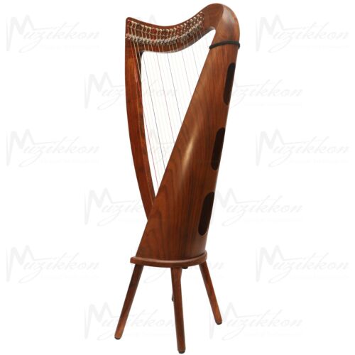 22 String Irish Claddagh Harp, Celtic Irish Lever harp Roundback by Muzikkon - Picture 4 of 15