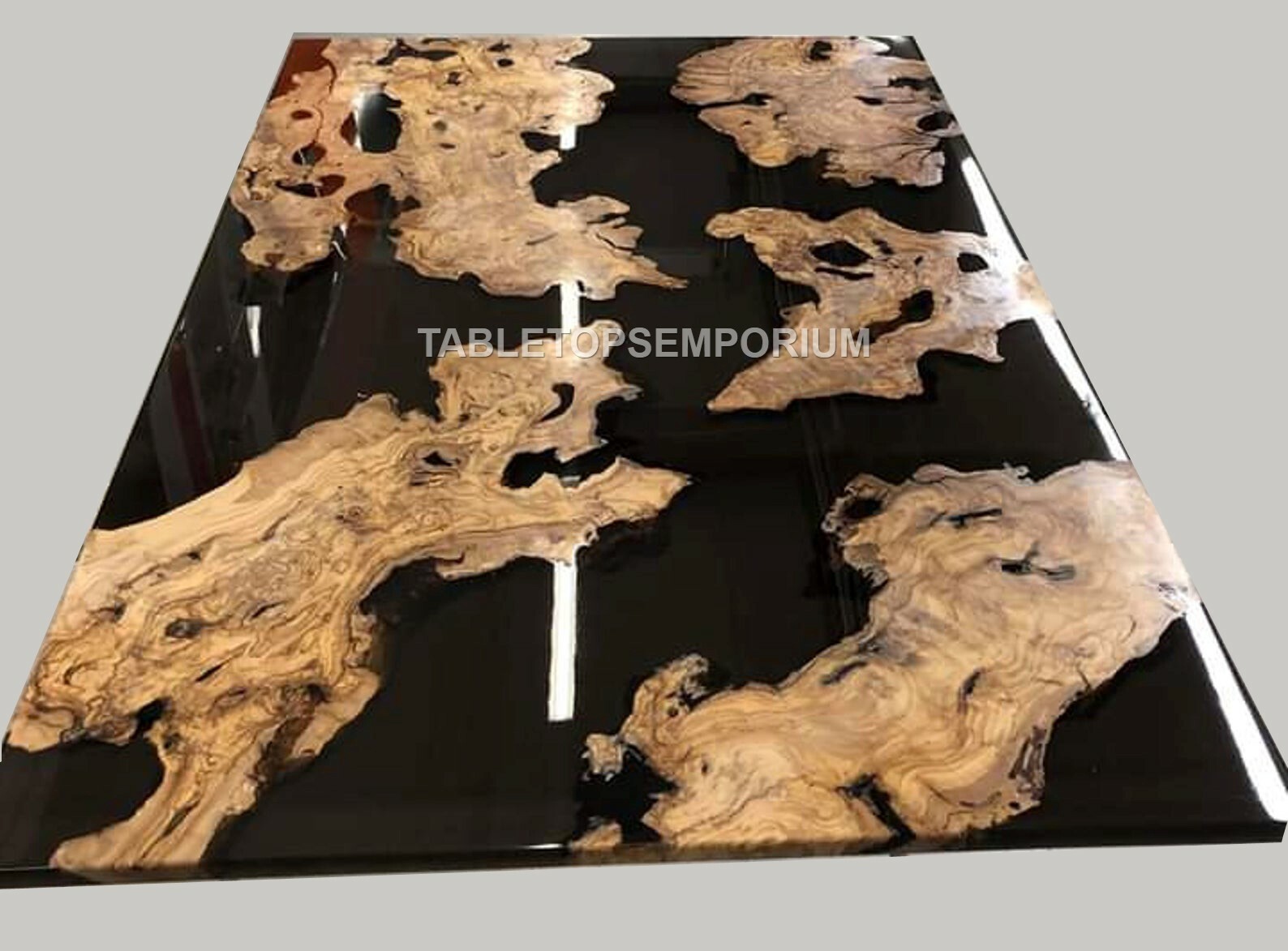 Black Epoxy Bespoke Acacia, Black Resin Custom Dining Table Pieces Made To Order