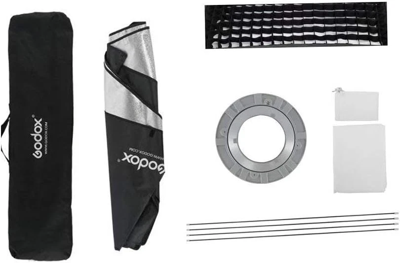 US Godox 22x90cm Rectangle Bowens Mount Strip Softbox with Grid For Strobe Flash - Image 4 of 4