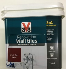 # Wall Tile Paint V33 Renovation Chilli red Satin Wall tile paint 0.75L