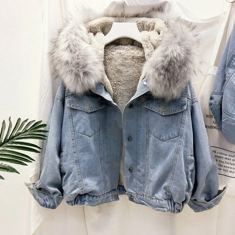 Jean jacket clearance with fuzzy inside