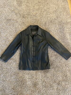 Leather Limited Vintage Black Leather Button Up Jacket with Leather Limited Vintage Black Leather Button Up Jacket with