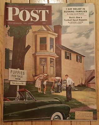 THE SATURDAY EVENING POST SEPTEMBER 30 1950 RELIEF RUINING FAMILIES PUPPIES SALE
