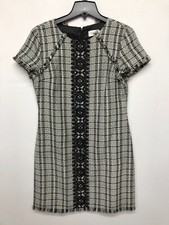 Eliza J Women Short Sleeve Lace Trim Tweed Dress Size 10 Plaid M106 -28