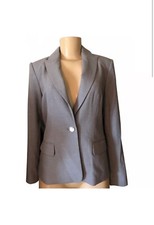 Calvin Klein Womens Suit Notched Collar Button Up Blazer Jacket Gray Size 8 129