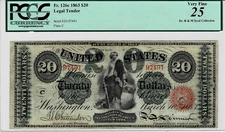 1863 $20 Legal Tender note--fr.126c--PCGS VF 25-----1 of 9 notes known to exist