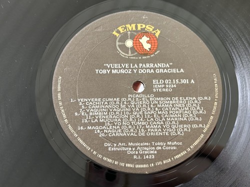 Toby Muñoz, Dora Graciela – Vuelve La Parranda - Tested Vintage Vinyl LP - Peru - Picture 2 of 9