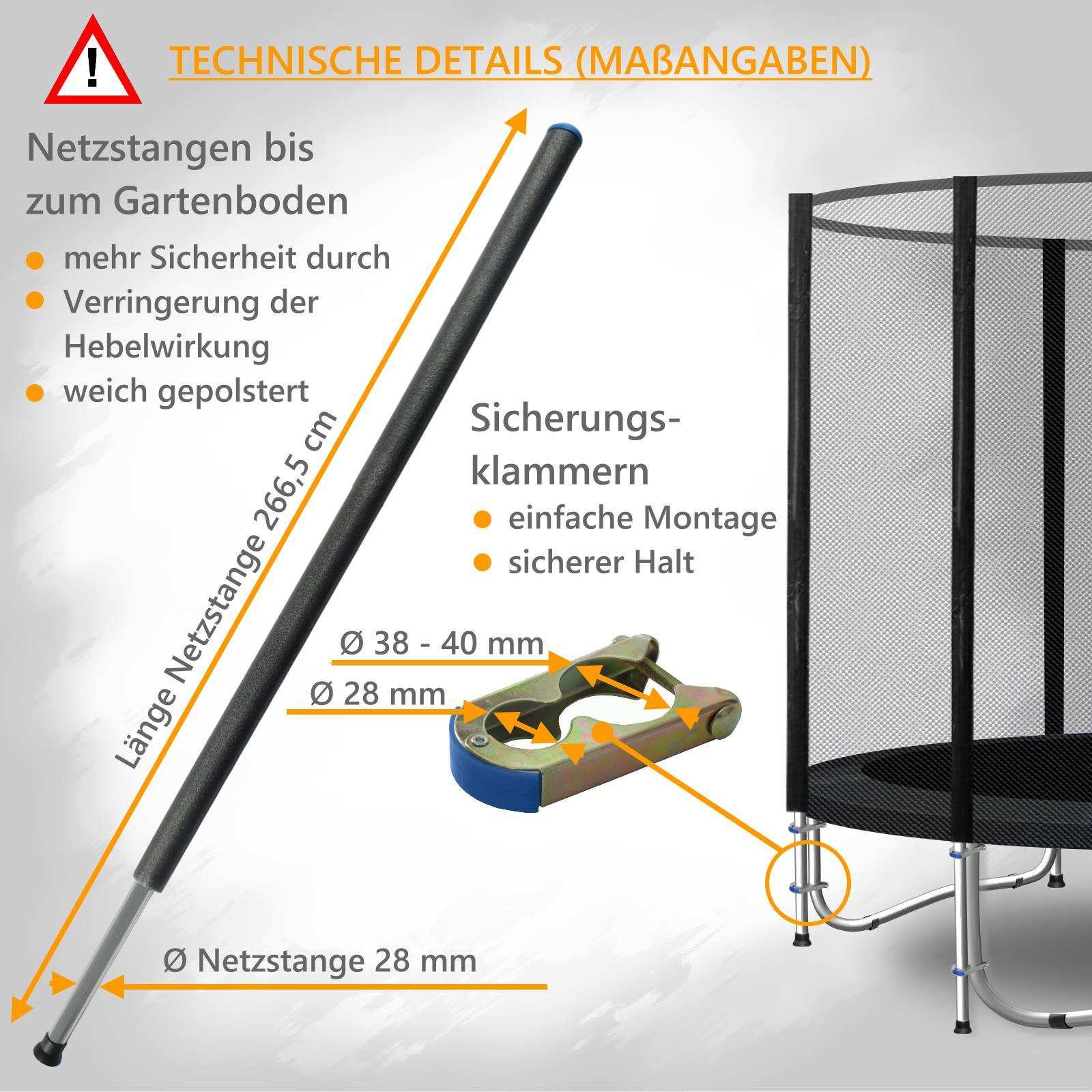 Trampolin Stangen Ersatz Netzstangen Ersatzteile Netzstange GLA Set