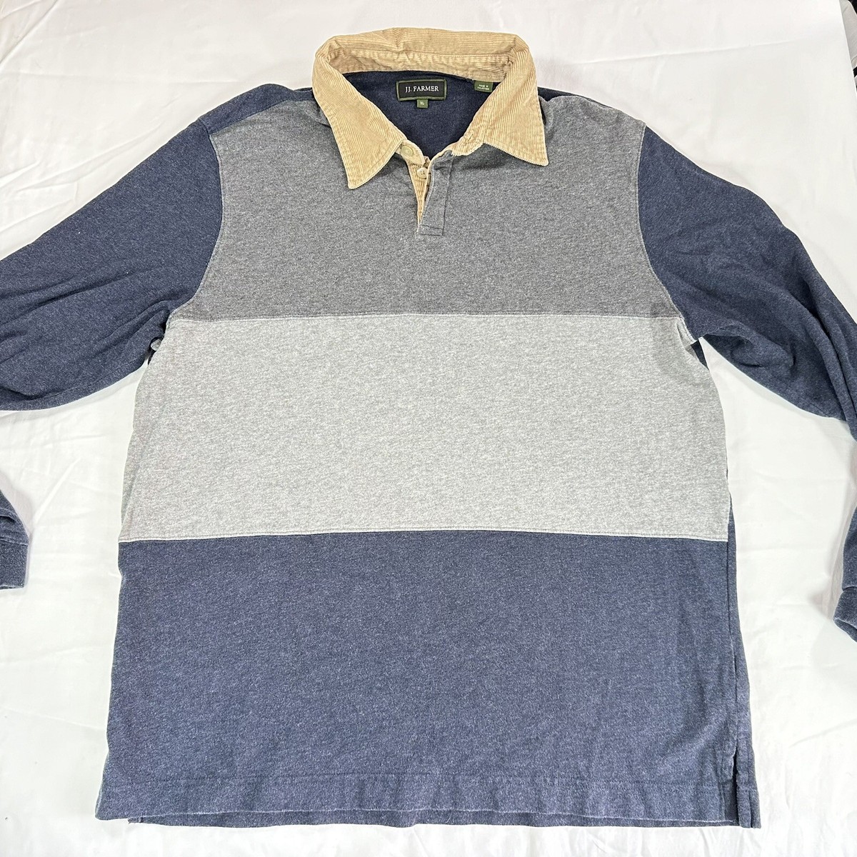 JJ Farmer Mens Long Sleeve Shirt Size XL Blue & Grey