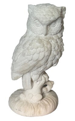 Vintage A. Santini Classic Owl Figure Made in Italy White Ivory Whimsical Hoot