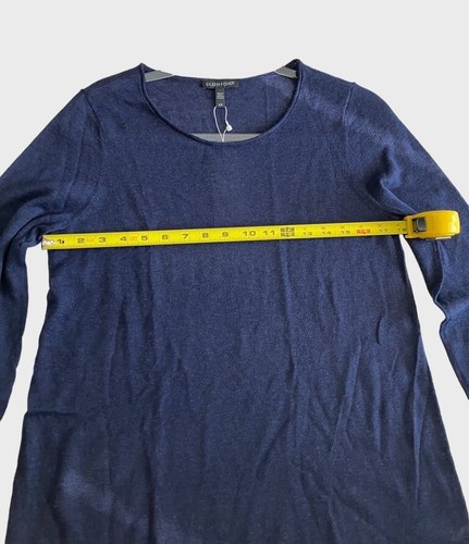 Eileen Fisher Round Neck Knit Tunic Sweater Fine Tencel Alpaca Blue SMALL - Picture 5 of 10