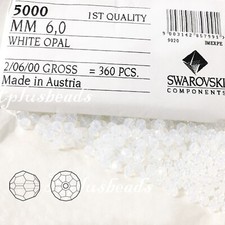 60pcs 6mm White Opal 5000 Swarovski Crystal Faceted Round Beads