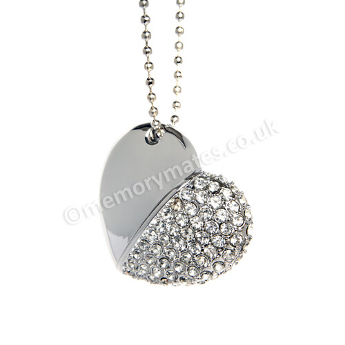 Unità flash USB cuore diamante argento chiavetta memoria fotografo matrimonio regalo di Natale - Foto 1 di 3