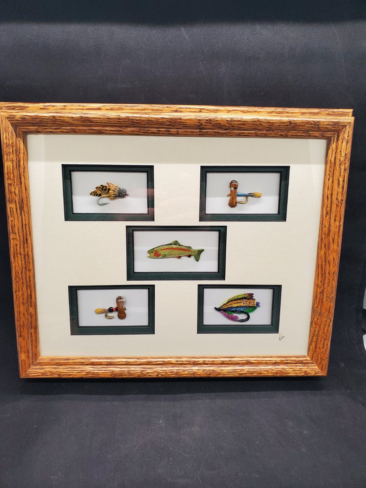 RAINBOW Trout Hand Painted Fish Shadowbox Art Wildlif… Gem