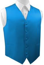 Italian Design. Blue Satin Formal, Wedding, Prom Tuxedo Vest Men's XS - 6XL
