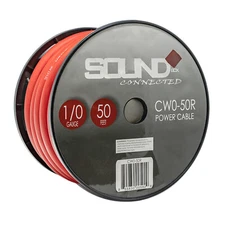 SoundBox CW0-50R, 0 Gauge 50' CCA Amplifier Power / Ground Amp Wire Spool, Red