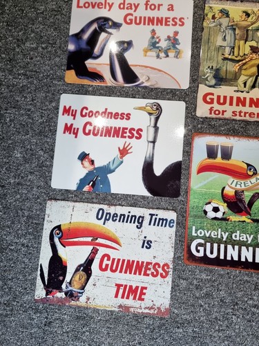 Set of 8 - Metal Sign Vintage Rustic Guinness inspired Décor Gift Wall UK Plaque - Picture 3 of 5