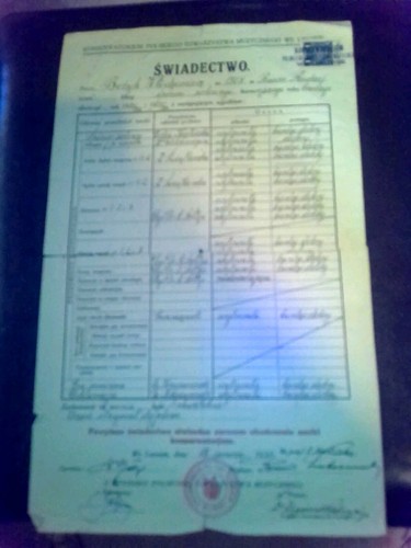 1930's Polish School Certificate With Official Stamp-TORN IN HALF-Shows Wear - Picture 5 of 8