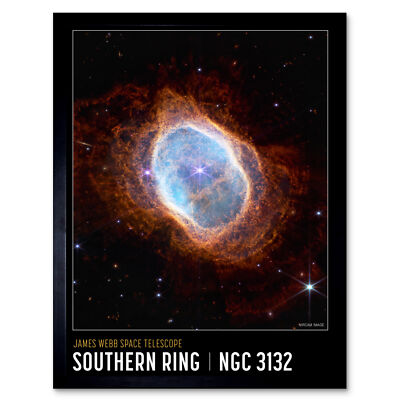 NASA James Webb Space Telescope Southern Ring Nebula Poster NGC 3132 Framed 9X7''